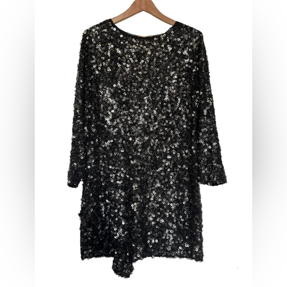 3.1 Phillip Lim Sequin 100% Silk Long Sleeved Gunmetal Cocktail Dress Sz 4 - Picture 2 of 14